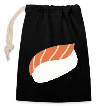 Salmon Nigiri Minimal-Illustrationsdruck - Verschließbarer Geschenkbeutel aus Baumwolle (14x20cm) - Schwarz - Vorne