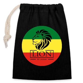Lion of Judah Haile Selassie I Jah Rastafari Rasta - Verschließbarer Geschenkbeutel aus Baumwolle (14x20cm) - Schwarz - Vorne