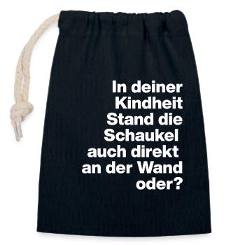 SCHAUKEL AN DER WAND, DUMM, SARKASMUS, FRECH - Verschließbarer Geschenkbeutel aus Baumwolle (14x20cm) - Navy - Vorne