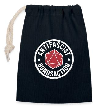 Antifascist Bonusaction - D'n'D Antifa Tee - Closable cotton gift bag (14x20cm) - navy - Front