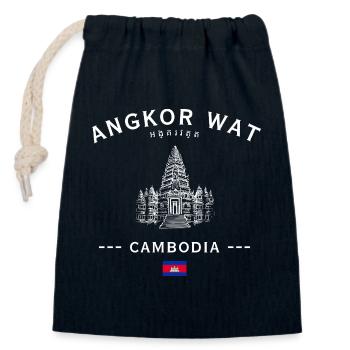 Angkor Wat Silhouette Cambodia - Closable cotton gift bag (14x20cm) - navy - Front