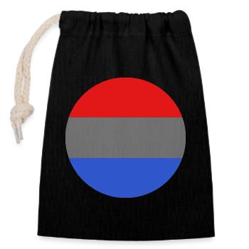 Runde Luxemburger Flagge - Verschließbarer Geschenkbeutel aus Baumwolle (14x20cm) - Schwarz - Vorne