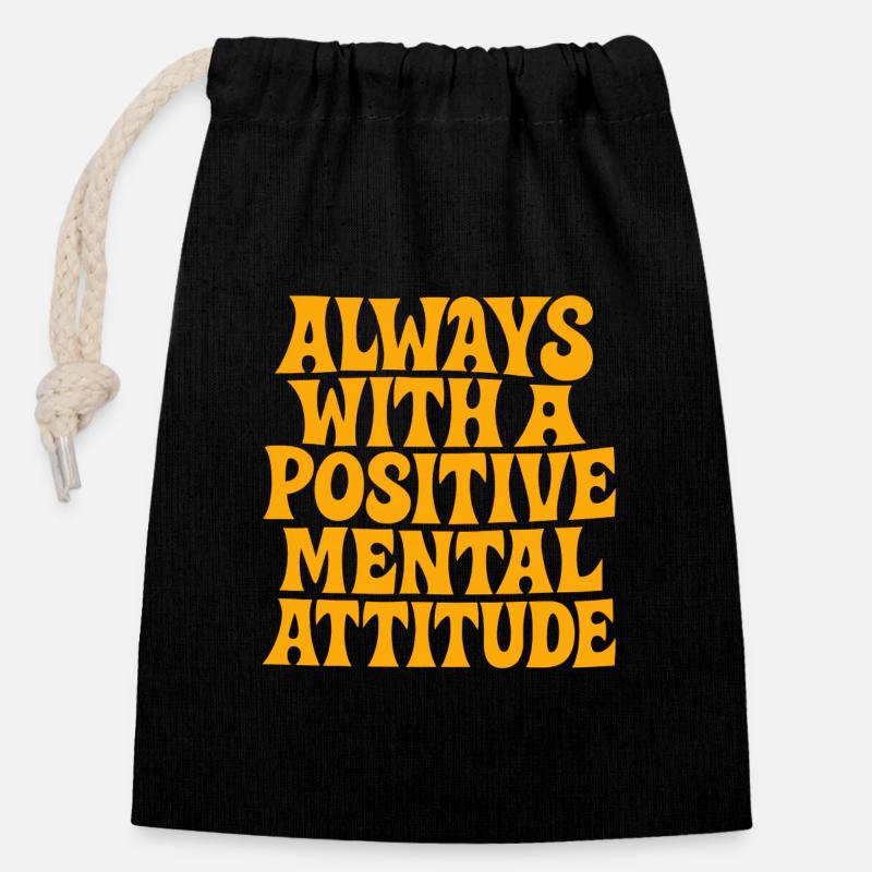 actitud_mental_postiva - Sac cadeau en coton avec cordon (14 x 20 cm) - noir