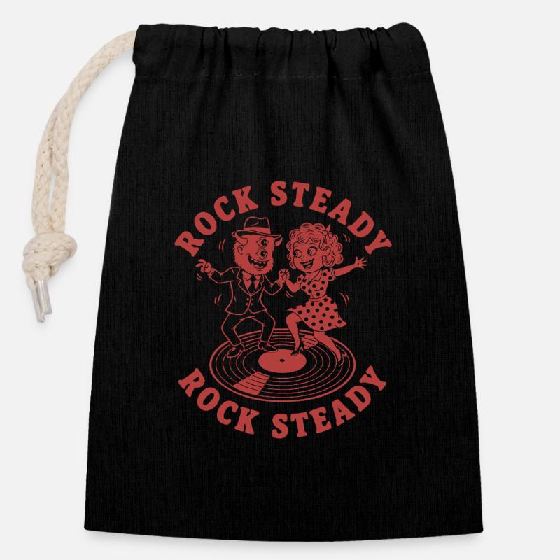 Rock Steady Tanzpaar auf Vinyl - Verschließbarer Geschenkbeutel aus Baumwolle (14x20cm) - Schwarz