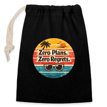 Strandvibes – Zero Plans Zero Regrets - Verschließbarer Geschenkbeutel aus Baumwolle (14x20cm) - Schwarz - Vorne