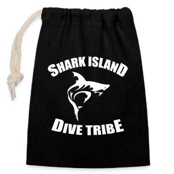 SHARK ISLAND DIVE TRIBE - Verschließbarer Geschenkbeutel aus Baumwolle (14x20cm) - Schwarz - Vorne