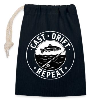 Cast Drift Repeat Fliegenfischen Angeln - Verschließbarer Geschenkbeutel aus Baumwolle (14x20cm) - Navy - Vorne