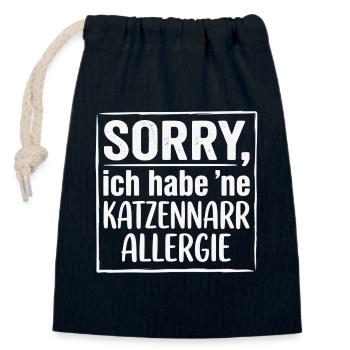 Lustiges Katzen Shirt, Katzennarr Allergie  - Verschließbarer Geschenkbeutel aus Baumwolle (14x20cm) - Navy - Vorne