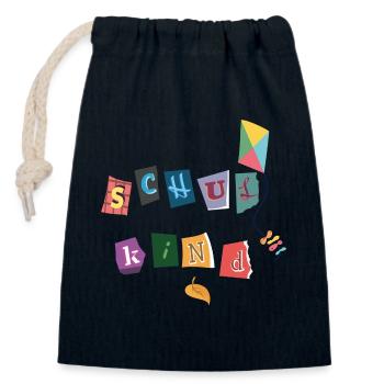 Schulkind  - Verschließbarer Geschenkbeutel aus Baumwolle (14x20cm) - Navy - Vorne