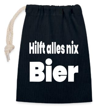 Bier - Verschließbarer Geschenkbeutel aus Baumwolle (14x20cm) - Navy - Vorne