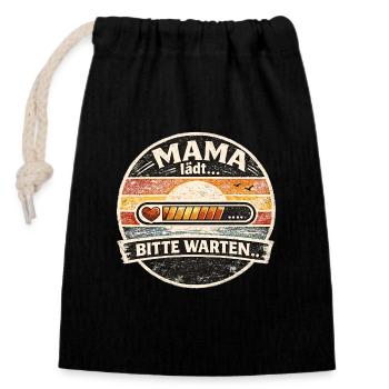 Mama lädt... Bitte warten Retro - Verschließbarer Geschenkbeutel aus Baumwolle (14x20cm) - Schwarz - Vorne