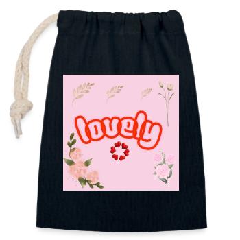 Lucky Neon Floral on Pink - Closable cotton gift bag (14x20cm) - navy - Front
