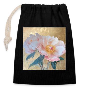 Goden Elegante Rosa Pfingstrose Blumen - Verschließbarer Geschenkbeutel aus Baumwolle (14x20cm) - Schwarz - Vorne
