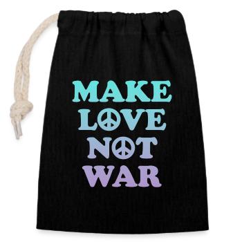 Make Love not War - Verschließbarer Geschenkbeutel aus Baumwolle (14x20cm) - Schwarz - Vorne