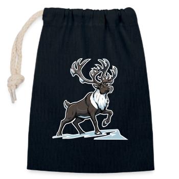 Nördliches Maskottchen des arktischen Karibu-Rentiers - Verschließbarer Geschenkbeutel aus Baumwolle (14x20cm) - Navy - Vorne