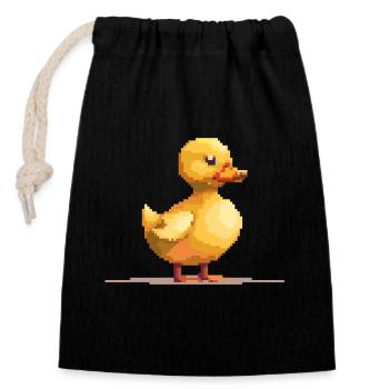 Pixel Duck - Closable cotton gift bag (14x20cm) - black - Front