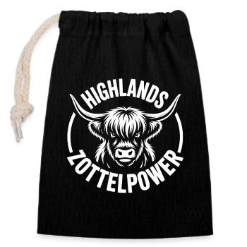 Puissance des Highlands et poilettes - Sac cadeau en coton avec cordon (14 x 20 cm) - noir - Devant
