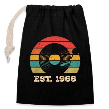 Millésime 1966 - Sac cadeau en coton avec cordon (14 x 20 cm) - noir - Devant