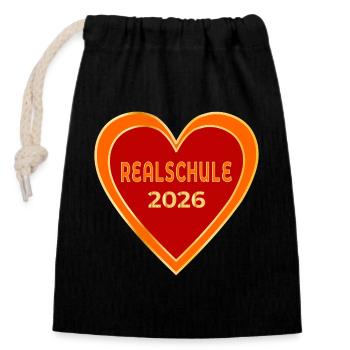 Realschule 2026 Herz - Sac cadeau en coton avec cordon (14 x 20 cm) - noir - Devant