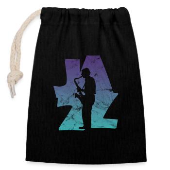 Saxophoniste de jazz - Sac cadeau en coton avec cordon (14 x 20 cm) - noir - Devant