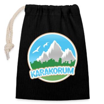 Mount Karakoram - Closable cotton gift bag (14x20cm) - black - Front