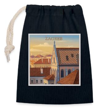 Zagreb Dachlandschaft im Abendlicht - Verschließbarer Geschenkbeutel aus Baumwolle (14x20cm) - Navy - Vorne
