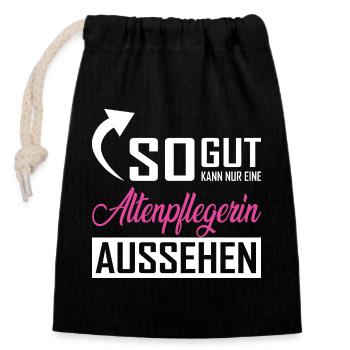 So gut kann nur eine Altenpflegerin aussehen - Verschließbarer Geschenkbeutel aus Baumwolle (14x20cm) - Schwarz - Vorne
