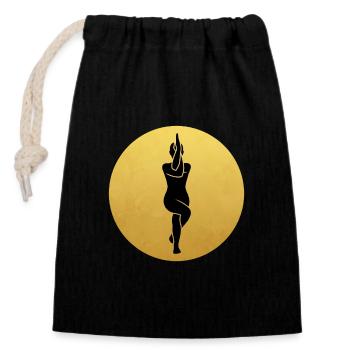 Adler Pose Yoga Silhouette Goldene Sonne - Verschließbarer Geschenkbeutel aus Baumwolle (14x20cm) - Schwarz - Vorne