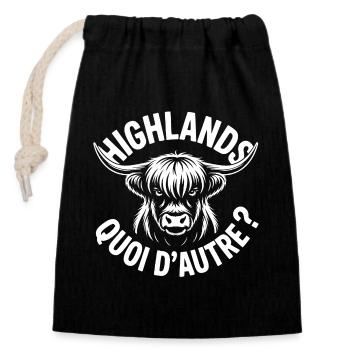 Highlands Ox Longhorn Monochrome - Closable cotton gift bag (14x20cm) - black - Front