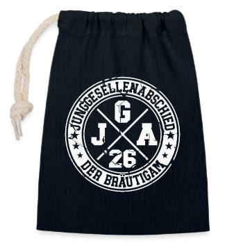 Enterrement de vie de garçon du marié 2026 - Sac cadeau en coton avec cordon (14 x 20 cm) - bleu marine - Devant