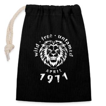 Sauvages, libres et indomptés depuis 04/1971 - Sac cadeau en coton avec cordon (14 x 20 cm) - noir - Devant