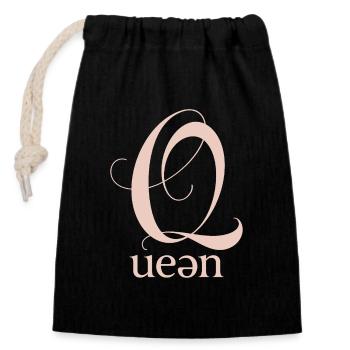 Police monogramme Q Queen - Sac cadeau en coton avec cordon (14 x 20 cm) - noir - Devant