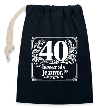 40 Besser Als Je Zuvor – Ornate Frame - Verschließbarer Geschenkbeutel aus Baumwolle (14x20cm) - Navy - Vorne