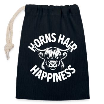 Horns Hair Happiness Highlands - Verschließbarer Geschenkbeutel aus Baumwolle (14x20cm) - Navy - Vorne