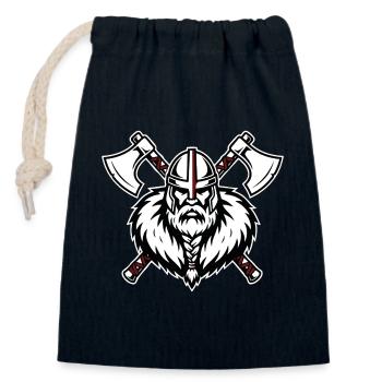Viking Axemaster Warrior Crusader Axes Mascot - Closable cotton gift bag (14x20cm) - navy - Front
