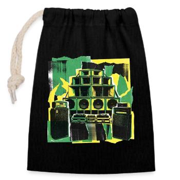Dub Reggae Soundsystem Culture - Verschließbarer Geschenkbeutel aus Baumwolle (14x20cm) - Schwarz - Vorne