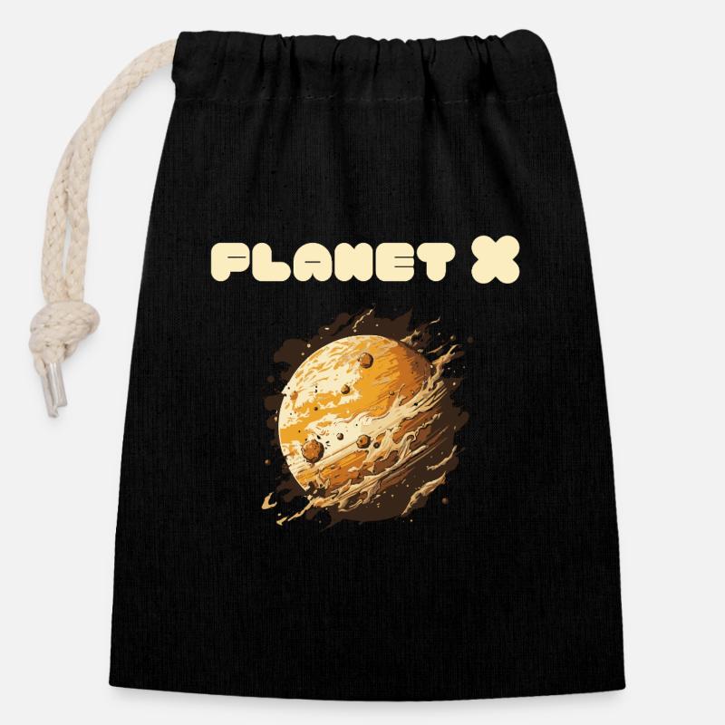 Planet X Planet 9 - Closable cotton gift bag (14x20cm) - black