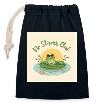 No Stress Club Frog Chill - Closable cotton gift bag (14x20cm) - navy - Front