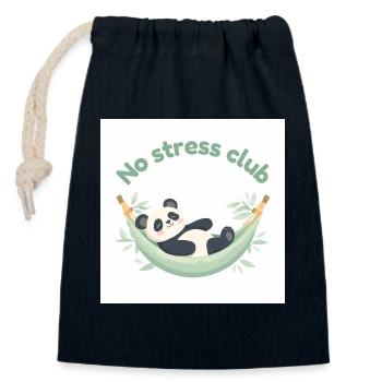 No Stress Club Panda in Hammock - Closable cotton gift bag (14x20cm) - navy - Front