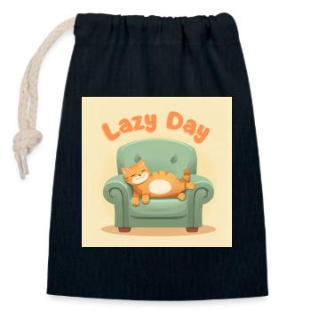 Faule Katze auf dem Sessel - Verschließbarer Geschenkbeutel aus Baumwolle (14x20cm) - Navy - Vorne