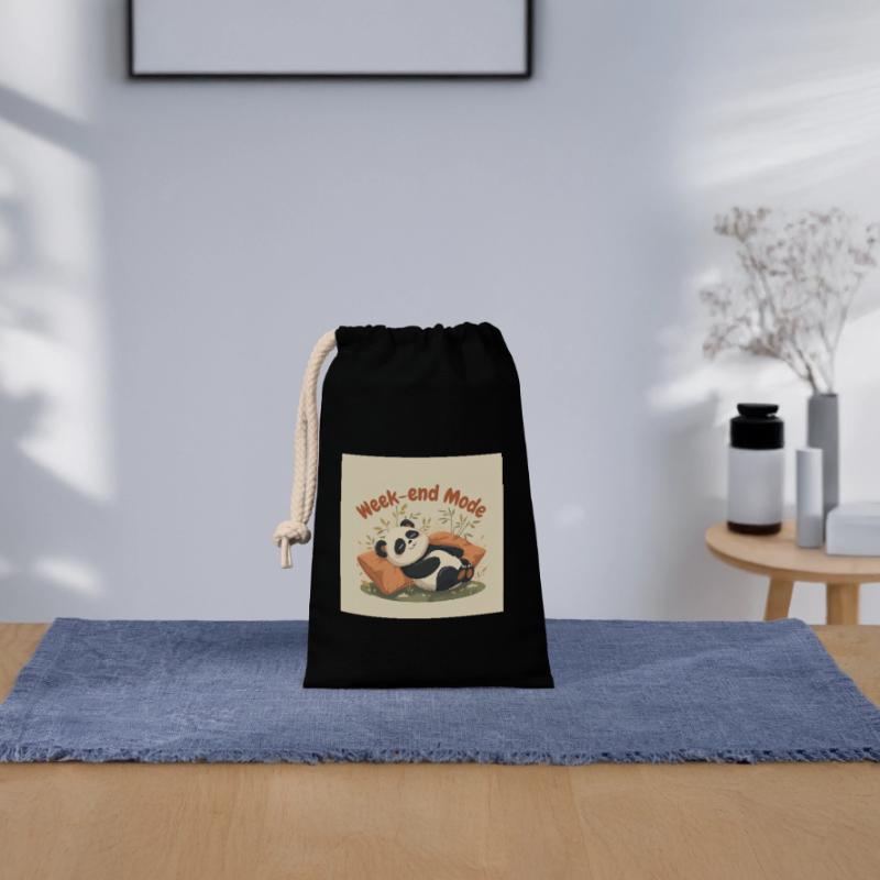 Panda Weekend Relaxed Mode Closable cotton gift bag (14x20cm)