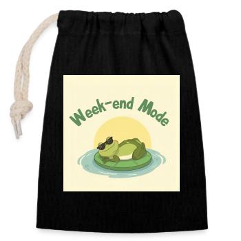 Chill Frog Fashion Weekend - Closable cotton gift bag (14x20cm) - black - Front