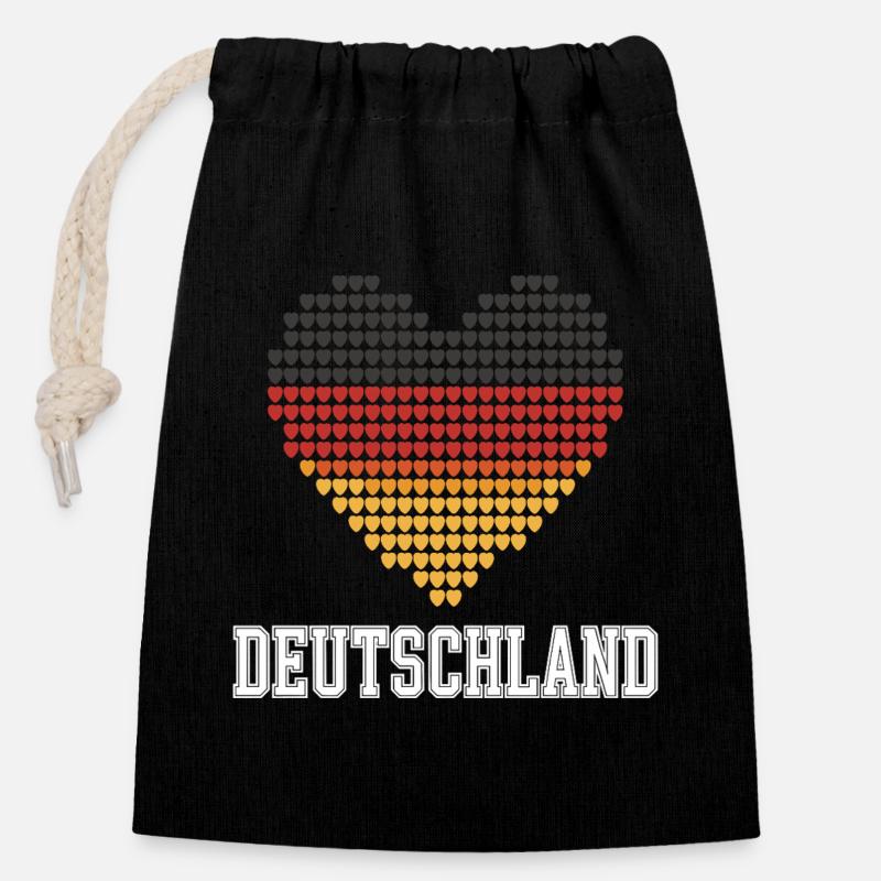 Deutschland Herz Farbverlauf - Verschließbarer Geschenkbeutel aus Baumwolle (14x20cm) - Schwarz