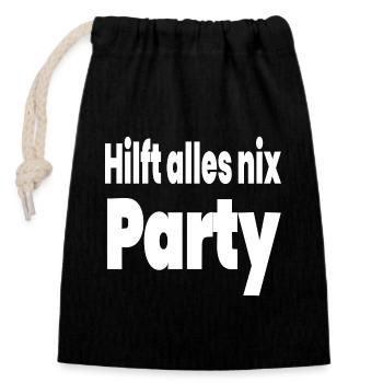 Parti - Sac cadeau en coton avec cordon (14 x 20 cm) - noir - Devant