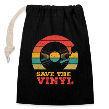 Enregistrez le vinyle - Sac cadeau en coton avec cordon (14 x 20 cm) - noir - Devant
