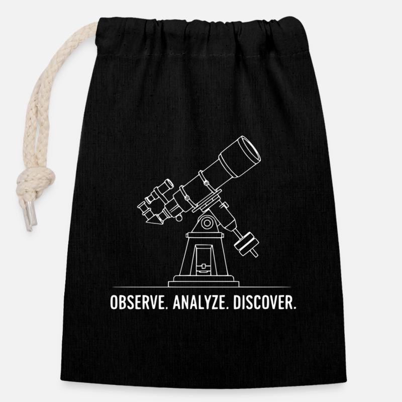 Observatoire d’astrophotographie du télescope - Sac cadeau en coton avec cordon (14 x 20 cm) - noir
