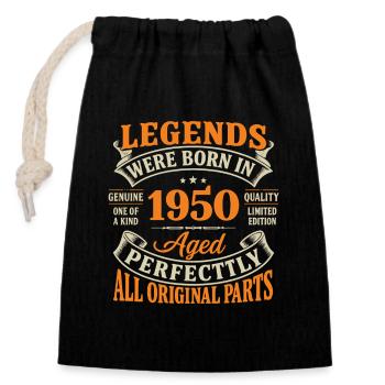 Legends born in 1950 - Closable cotton gift bag (14x20cm) - black - Front