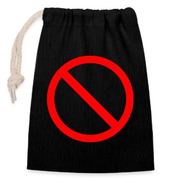 Red No Sign Icon Print - Closable cotton gift bag (14x20cm) - black - Front