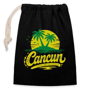 Souvenir de Noël des palmiers rétro de Cancun - Sac cadeau en coton avec cordon (14 x 20 cm) - noir - Devant