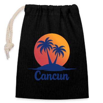 Souvenir de Noël des palmiers rétro de Cancun - Sac cadeau en coton avec cordon (14 x 20 cm) - noir - Devant